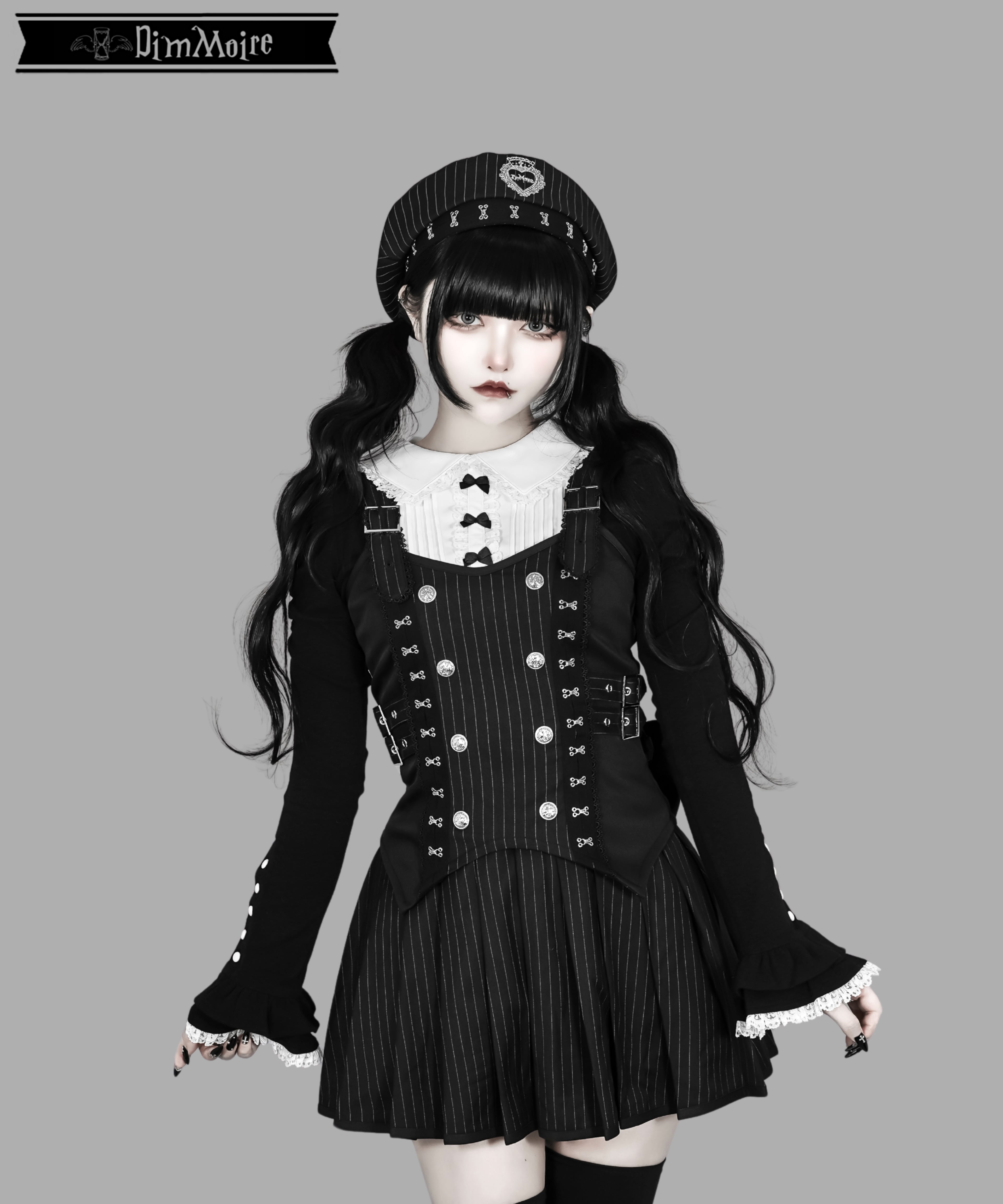 DimMoireディムモアール魅了のロゴリベットベレー帽⁄Black dimmoire