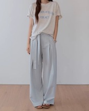 Belted wide leg full length Pants L0156