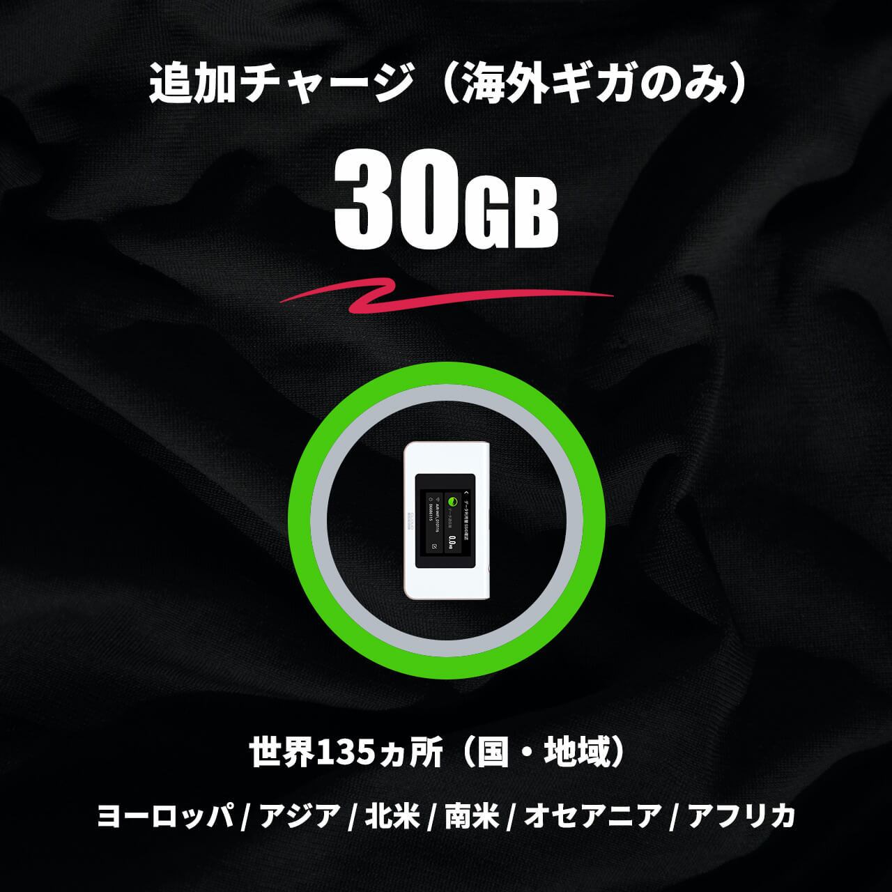 海外ギガのみ（30GB）= 追加チャージ（HUNDRED Wi-Fi チャージ Type 専用）