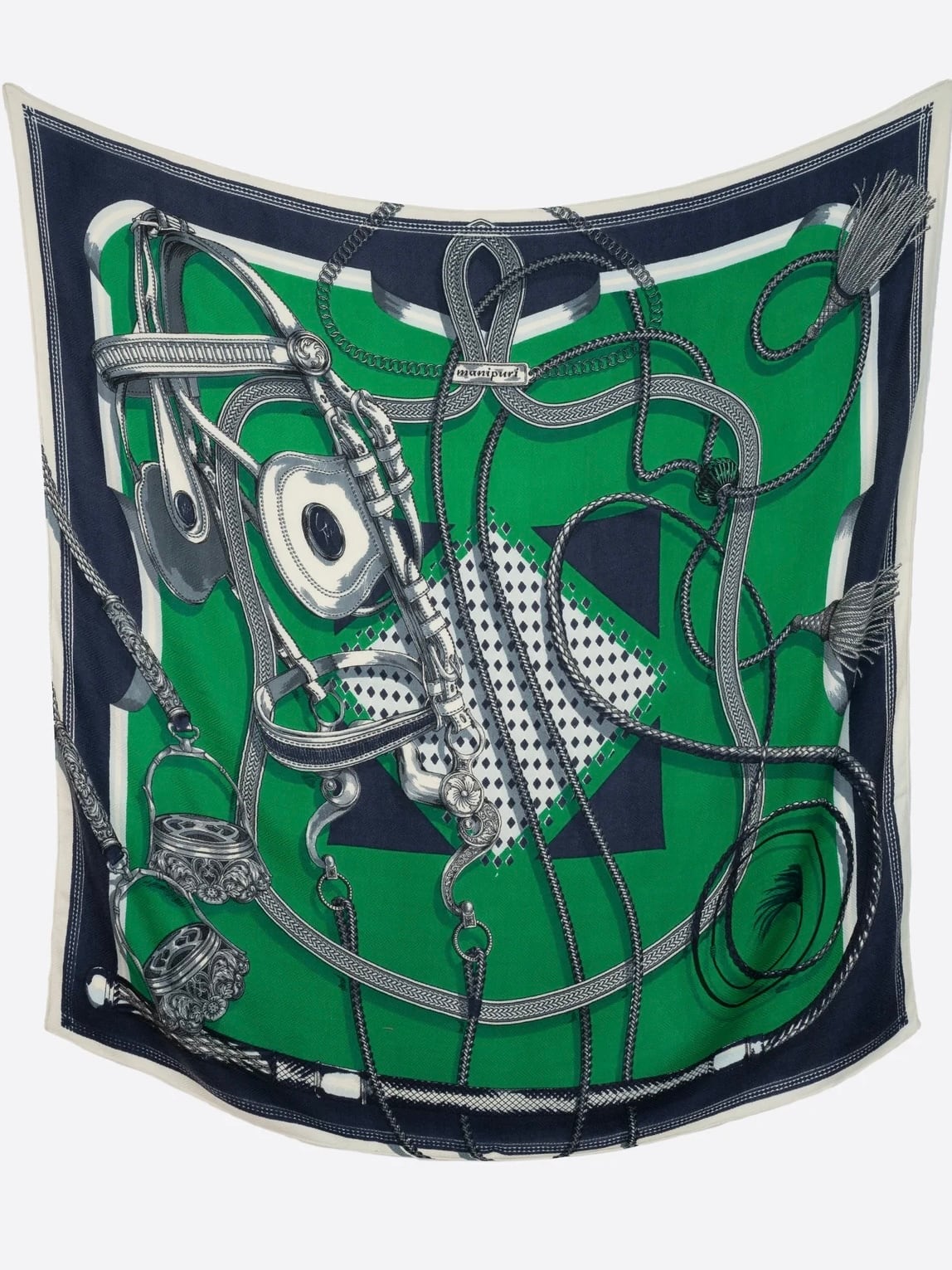 manipuri / ウールシルクストールヘリンボーン織120ジョッキー（GREEN