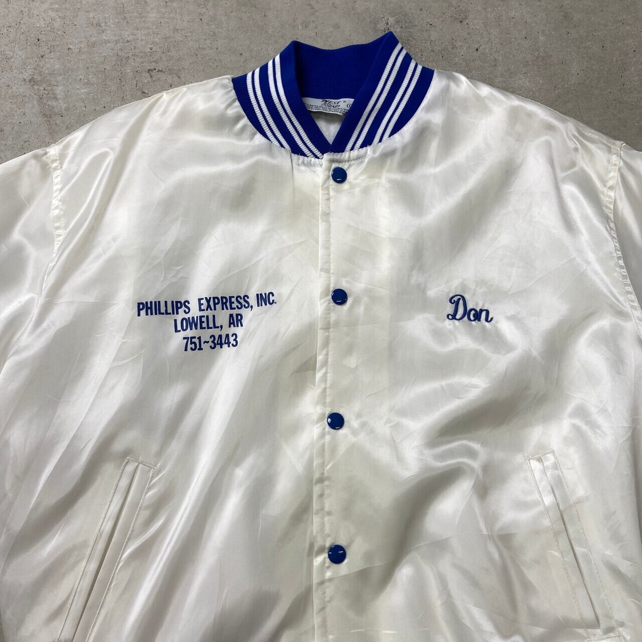 90年代 USA製 WEST WIND ナイロンスタジャン 企業ロゴ メンズL 古着 