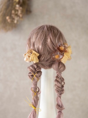 【クリスマスローズリボン髪飾り　ピンク】成人式　卒業式　結婚式 k-0071