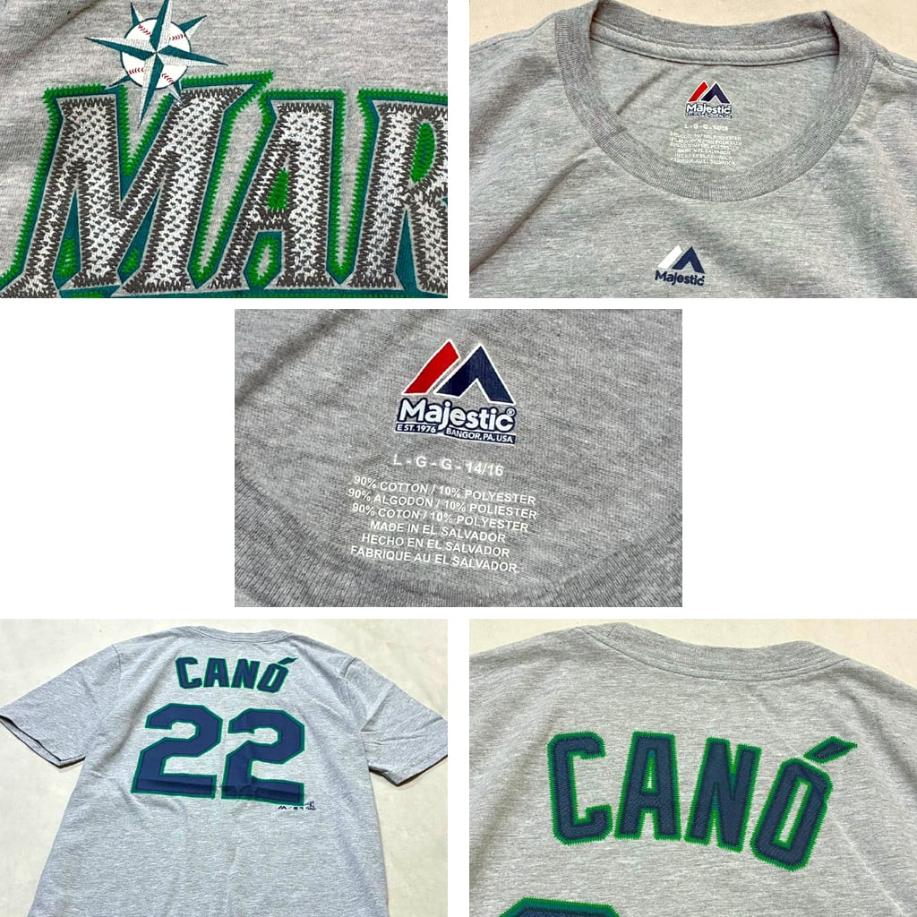 1点物◇MLBシアトルマリナーズMajesticバックプリントTシャツ古着