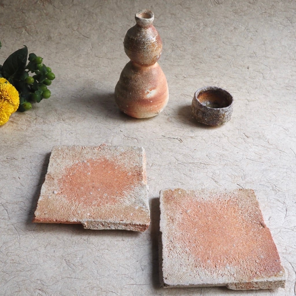 藤本 秀/焼締 淡色角皿