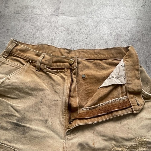 90s USA製 ブラウン ダブルニー Carhartt B01 33×32 詳細写真9