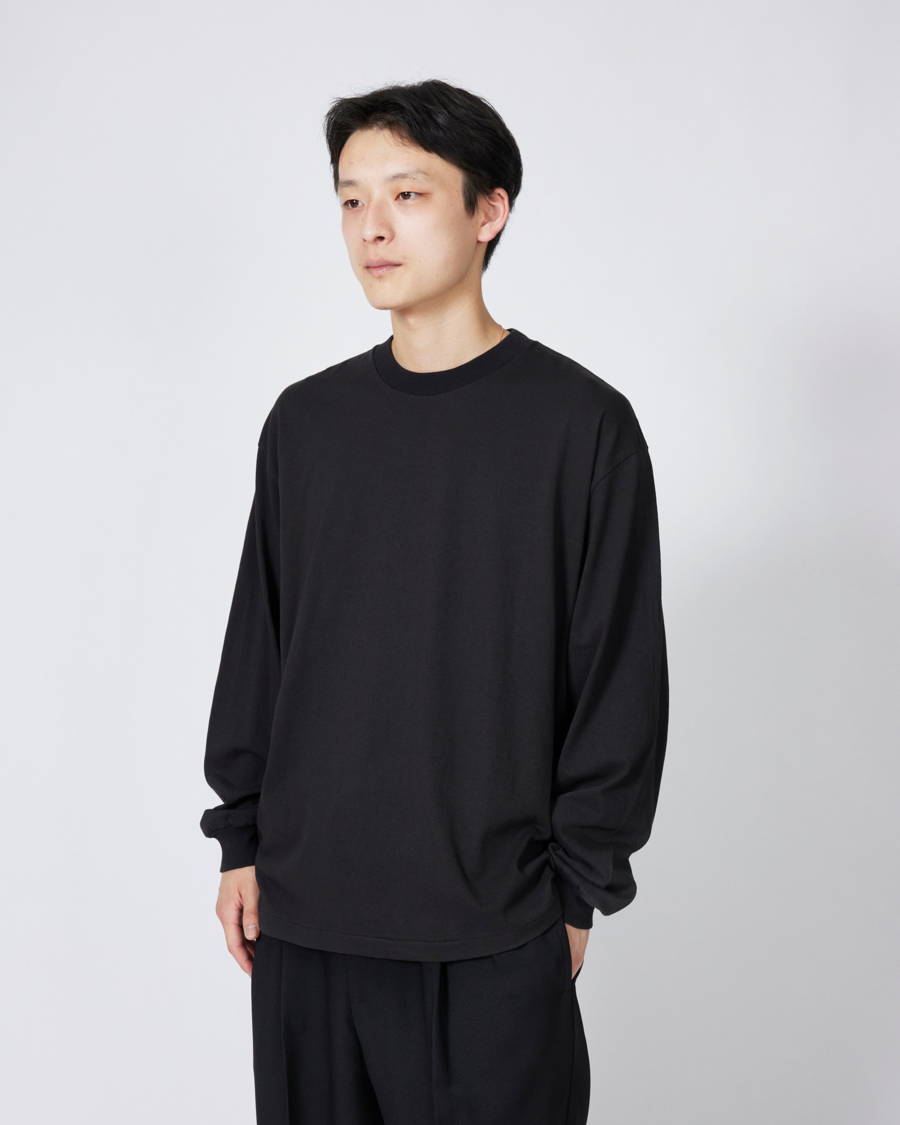 everyone american cotton long sleeve tee shirt (BLACK) | everyone
