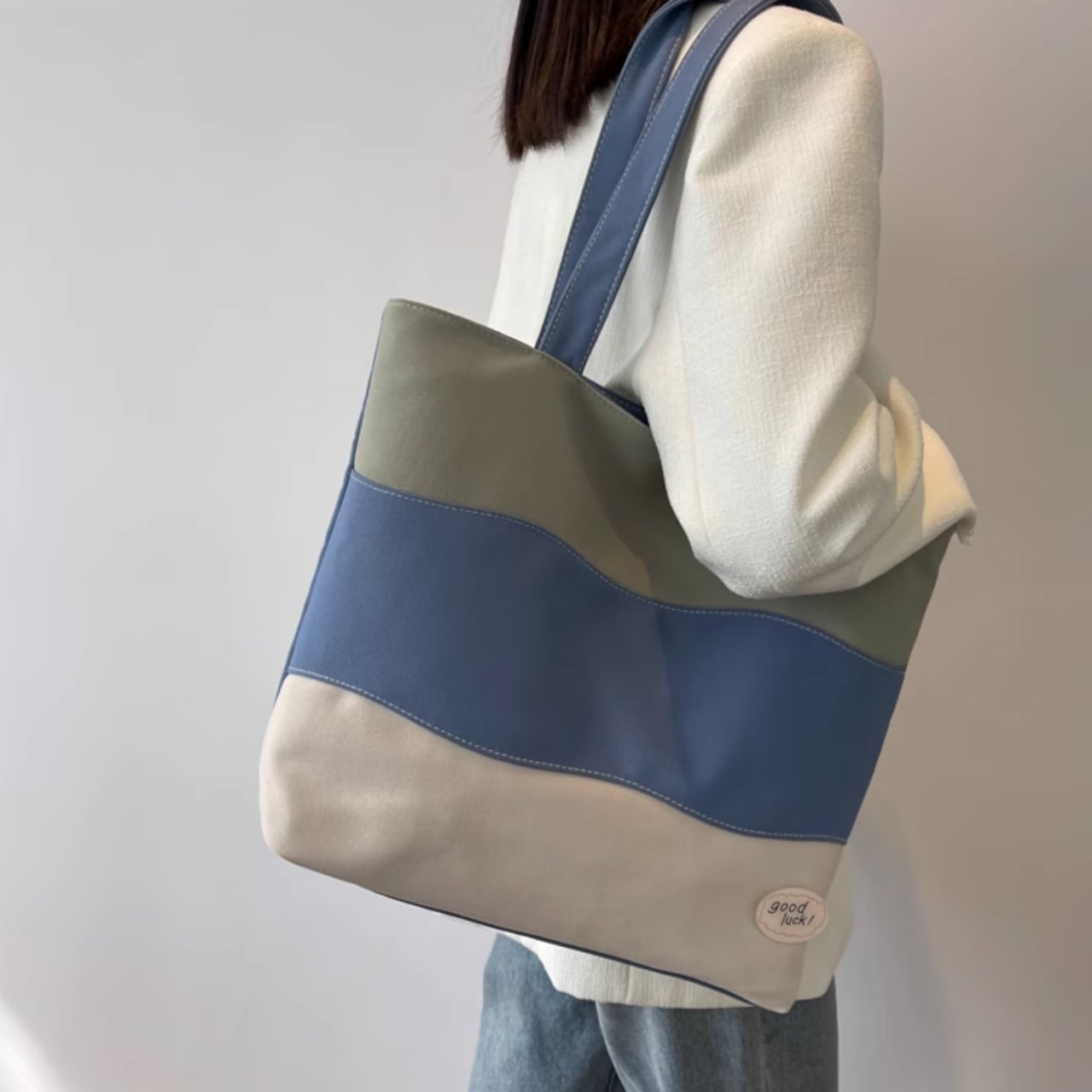 大容量キャンバストートバッグ シンプルデザイン Ln00012