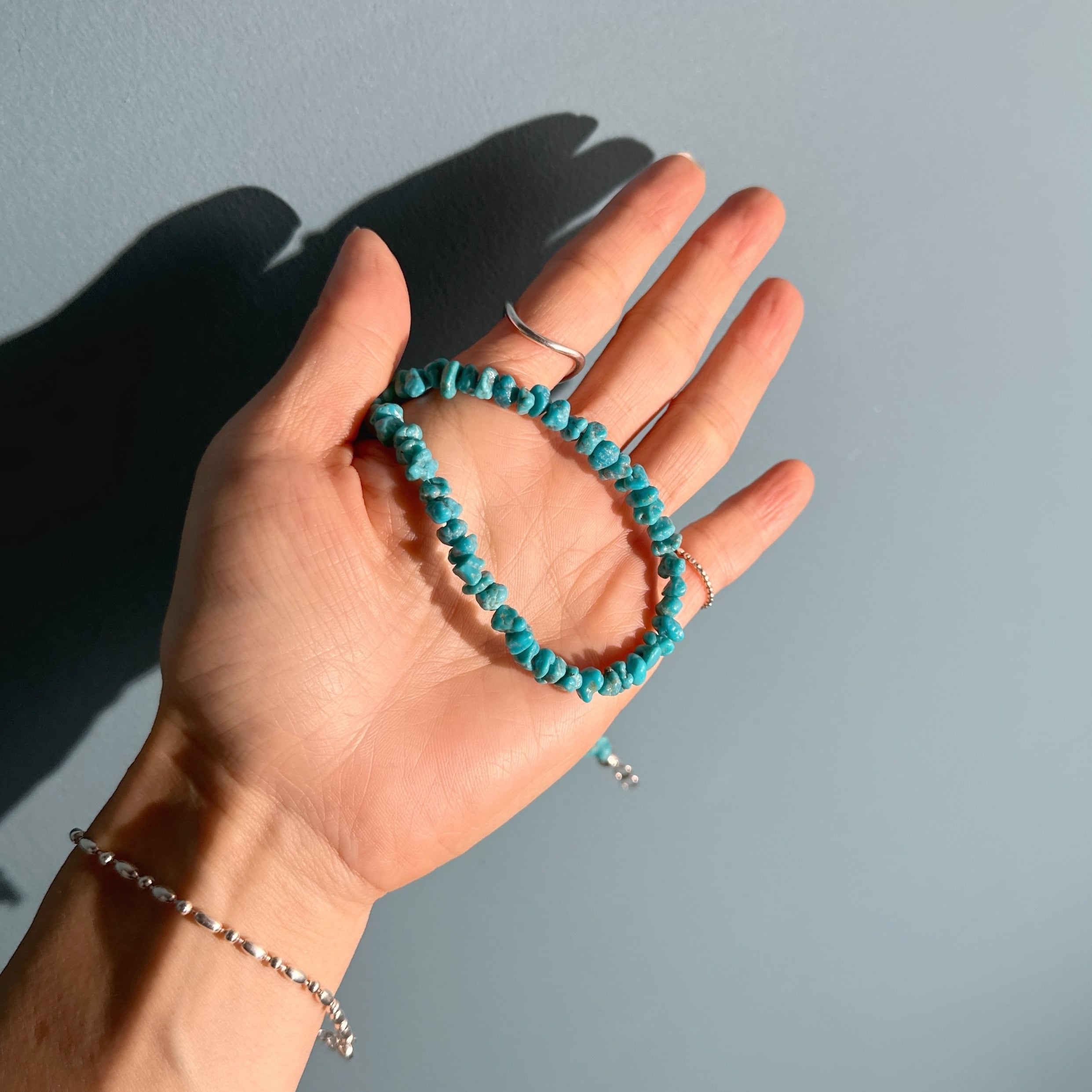 Indian Jewelry》ナゲット シェイプ ターコイズ 一連 ネックレス 45cm