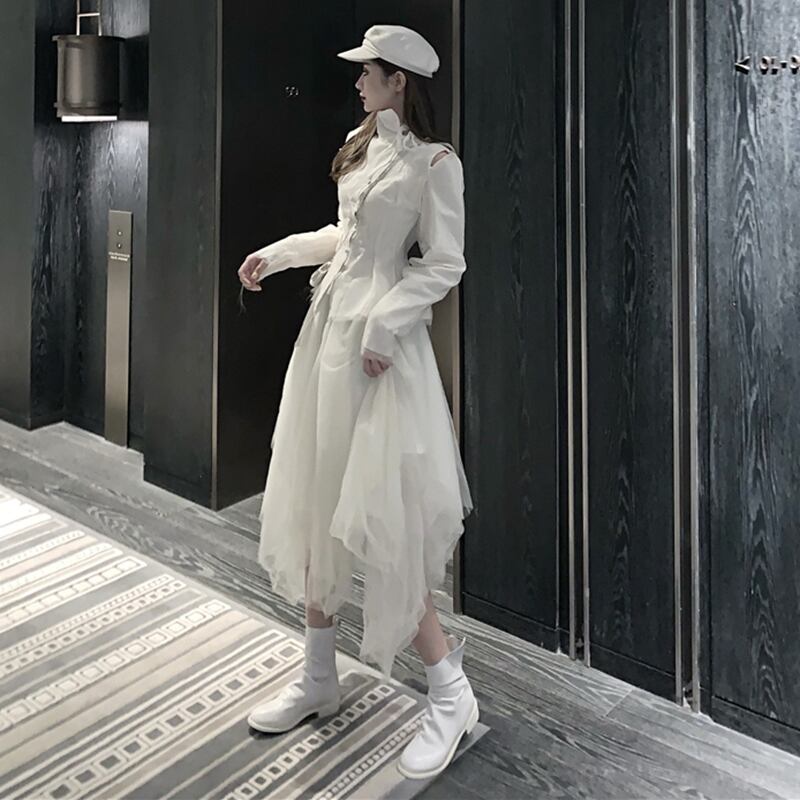 ダークスプリングホワイトボタンジャケット レディース レース 春物 ドラファッションホール73188096899