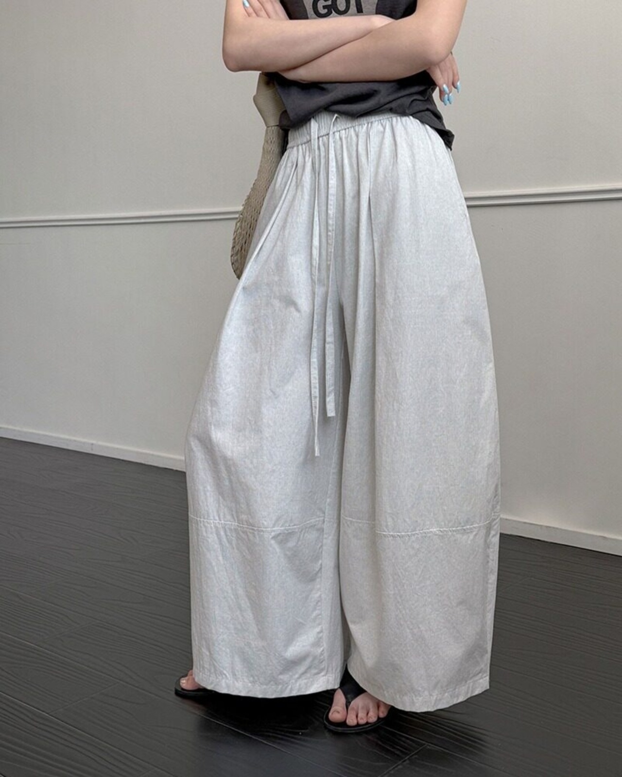 ドローストリングウエストワイドパンツ 2color A1044 - 15