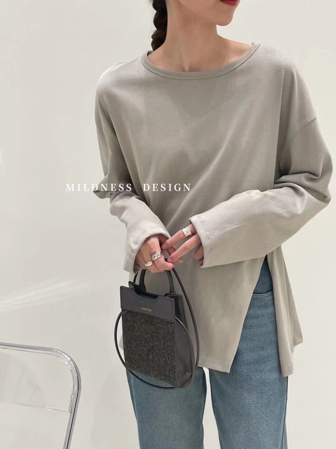 スリット入り ルーズカットソー　AJ2085-280