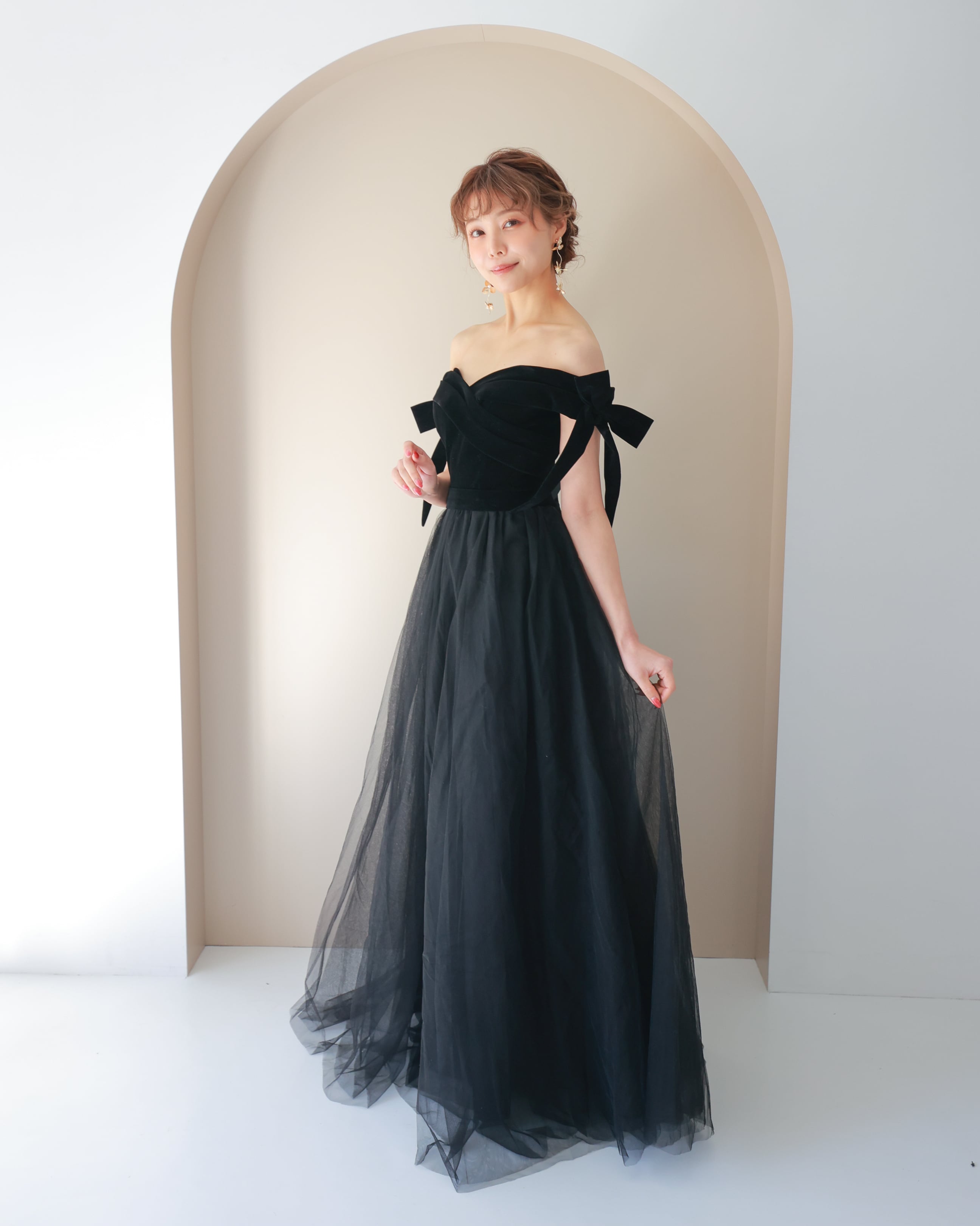 ベロアチュールブラックカラードレス【CD2501-12】 | ブライダル