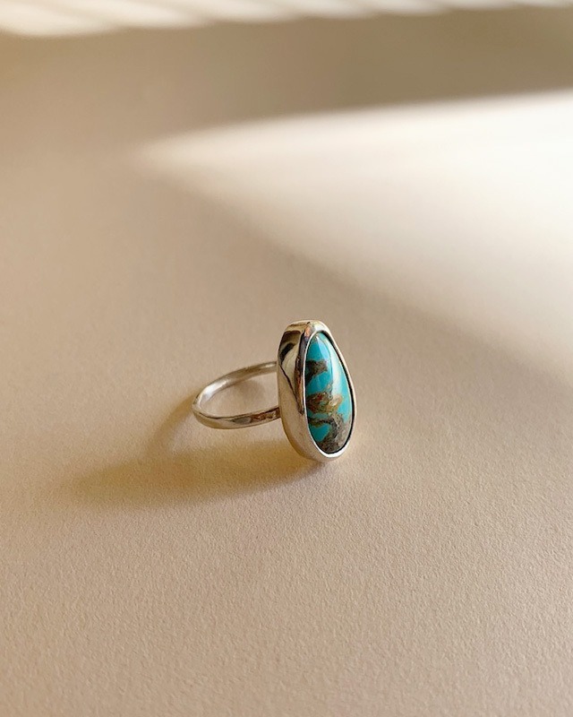 Turquoise silver ring    OBH-034