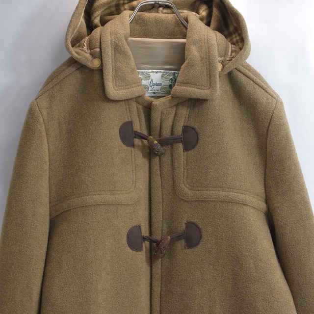 Vintage イタリア製 Quorum クオラム ウール ダッフルコート ヴィンテージ アウター トグルボタン くすみベージュ 外套 ビンテージ ヨーロッパ古着 メンズMサイズ