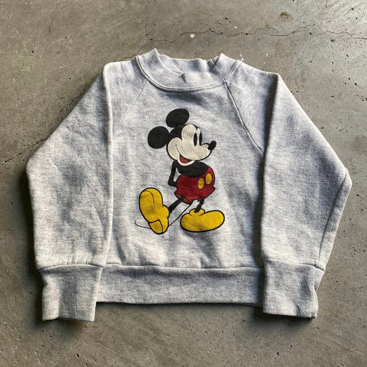 Disney 80s USA製  ミッキー 袖ライン ラグランスウェット XL