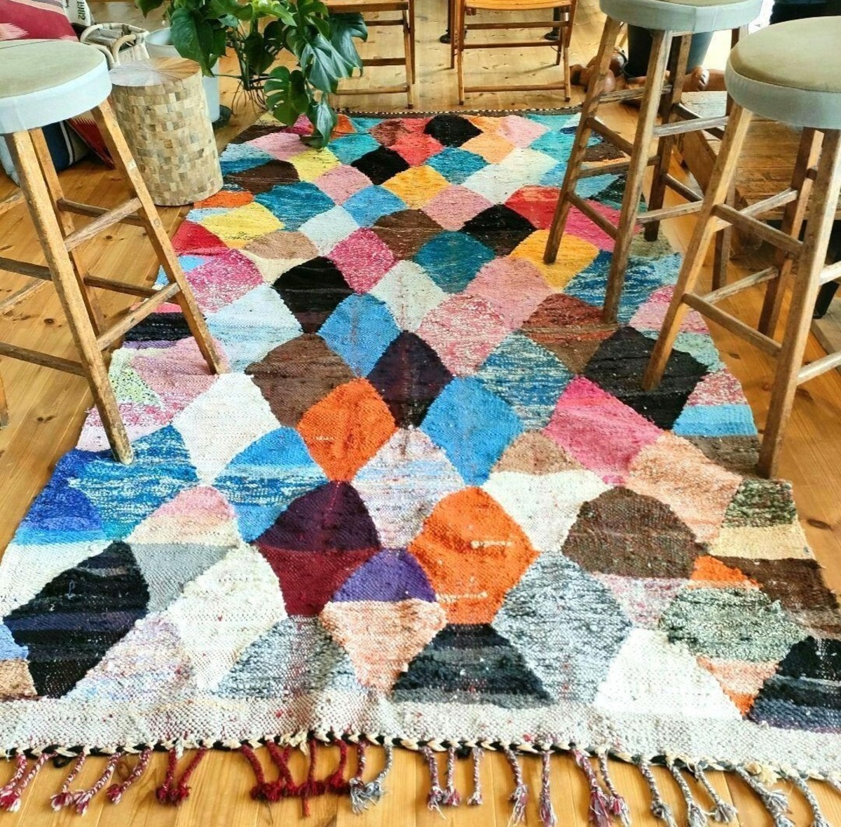 90s VINTAGE Moroccan Vintage Rug（Boucherouite） | HUT-VINTAGE