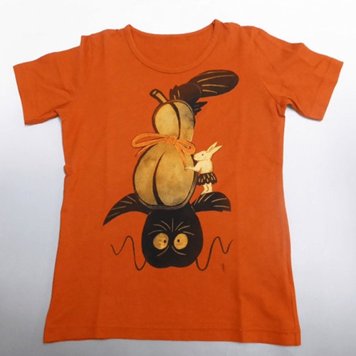 瓢箪・うさぎ・なまず_Tシャツ(オレンジ
