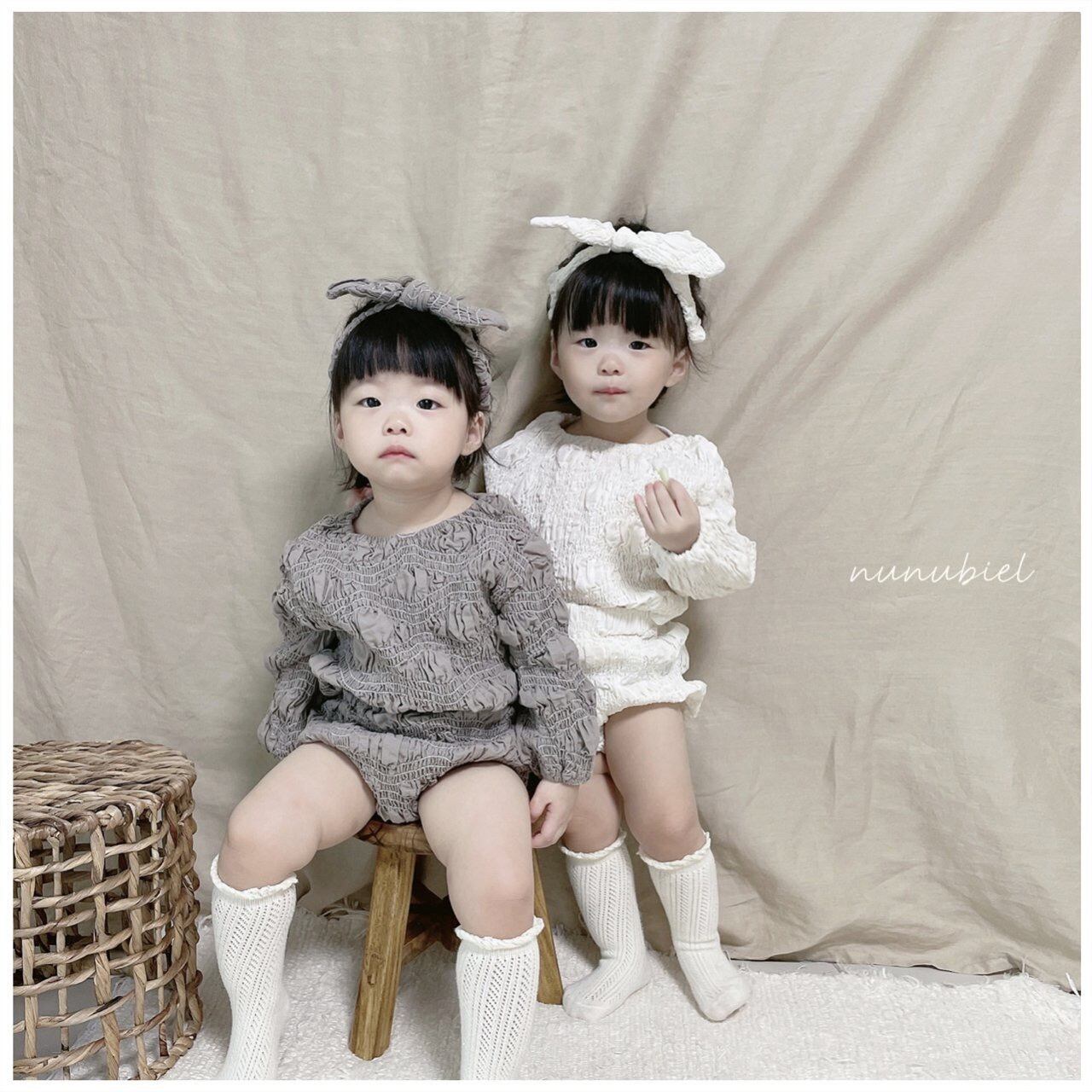 即納】nunubiel wave set (韓国子供服 ベビーシャーリングセットアップ  