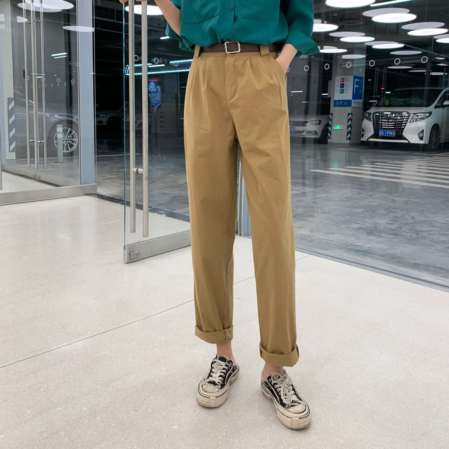 スプリングスタイルカジュアルパンツ ルーズ レース 春物 レースアップ 6Du_Shop_Women102736602