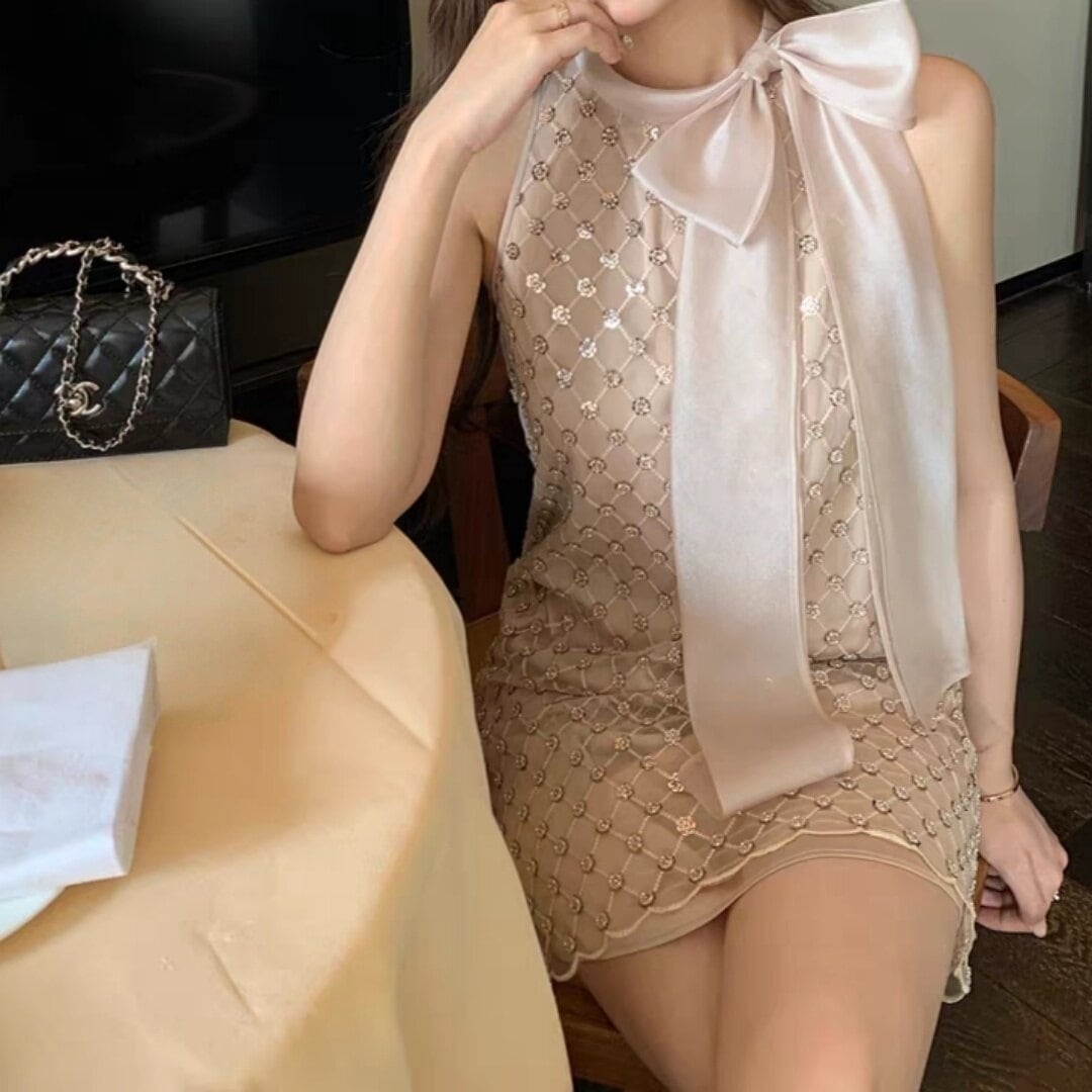 Halter neck sparkly dress 260106