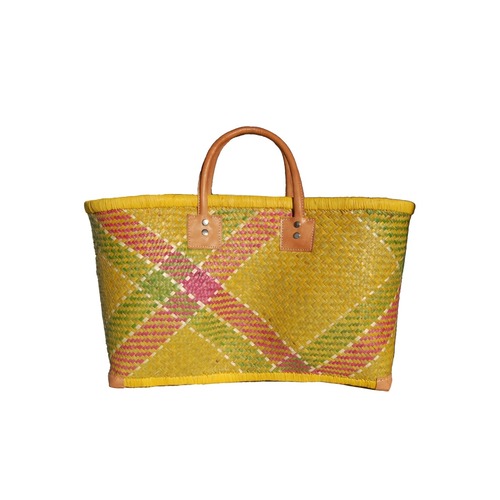 【かごバッグ】パニエ M Palme / Yellow x マルチカラー /マルシェバッグ