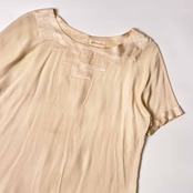 シルク100% yoshie inaba ヨシエイナバ 半袖シャツ ブラウス 9/アイボリー系 レディース ビギ ビンテージ