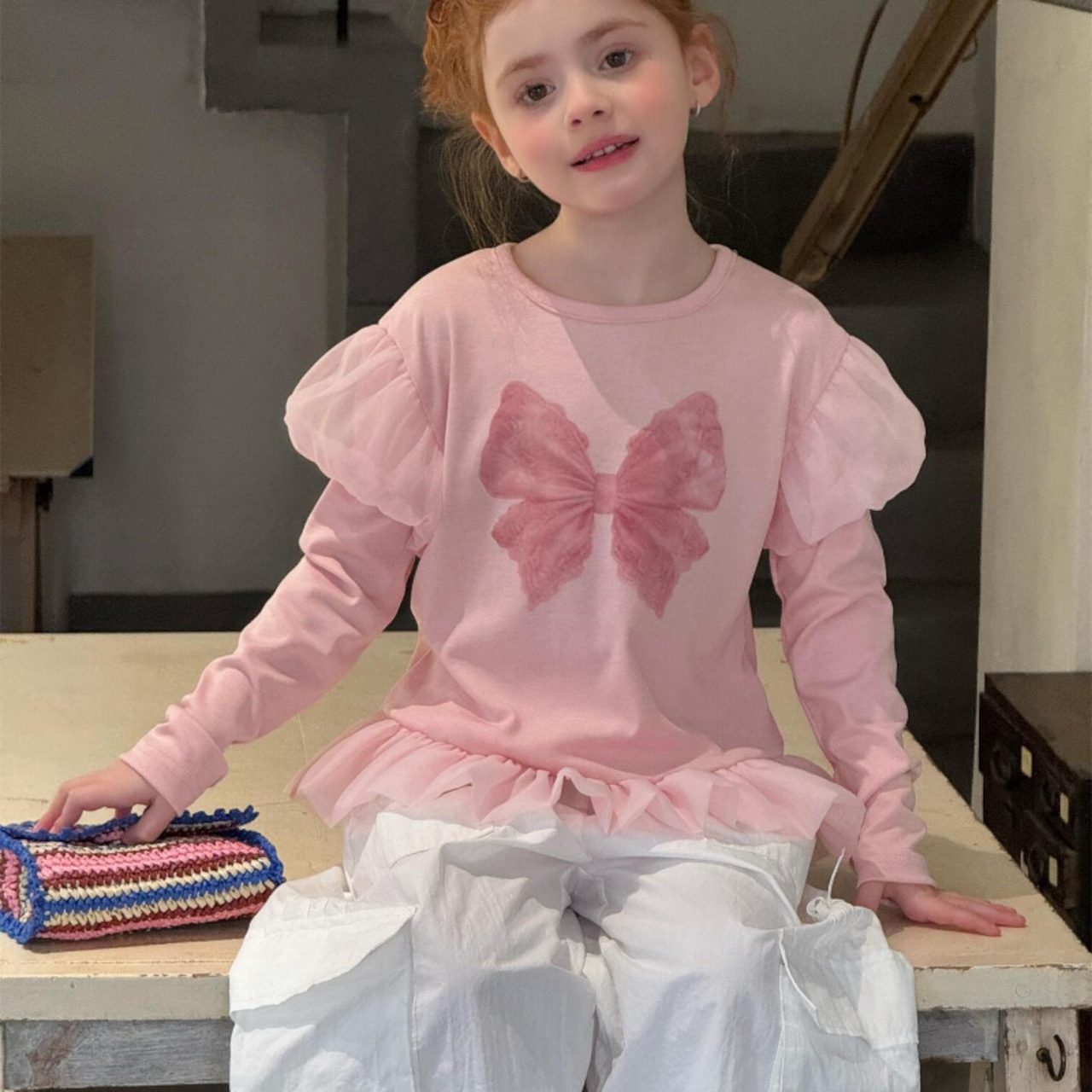 春バルーンスリーヴチュールTシャツ