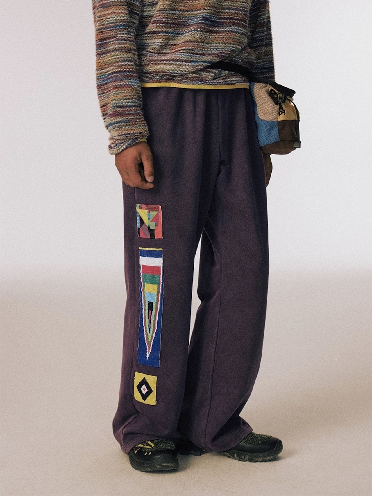 CONP Handmade Beaded Flag Flared Sweatpants