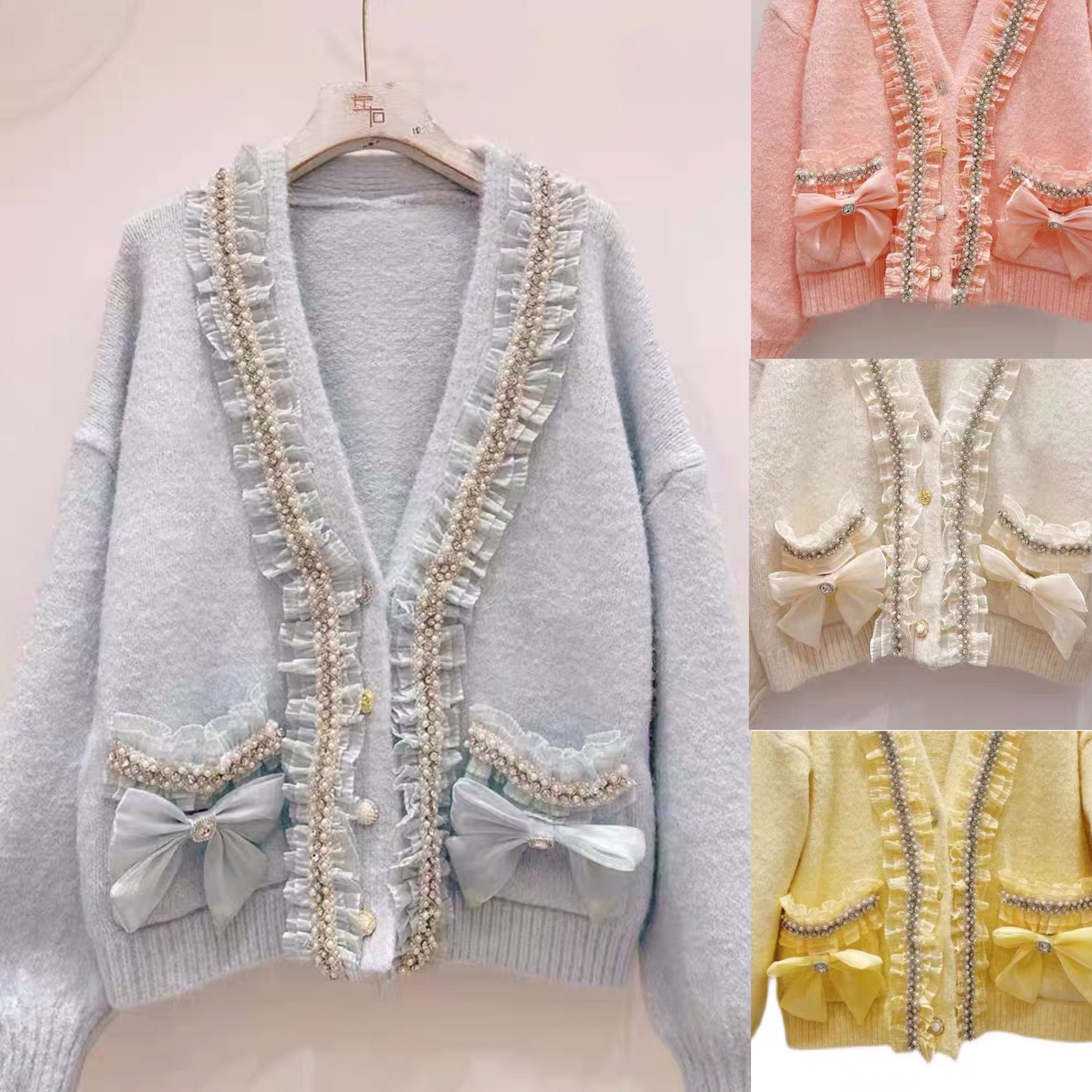 【中古】ヒステリックグラマー　フリルカーディガン　ピンク　キラキラ　リボン HYSTERIC GLAMOUR - 【中古】ヒステリックグラマー フリルカーディガン