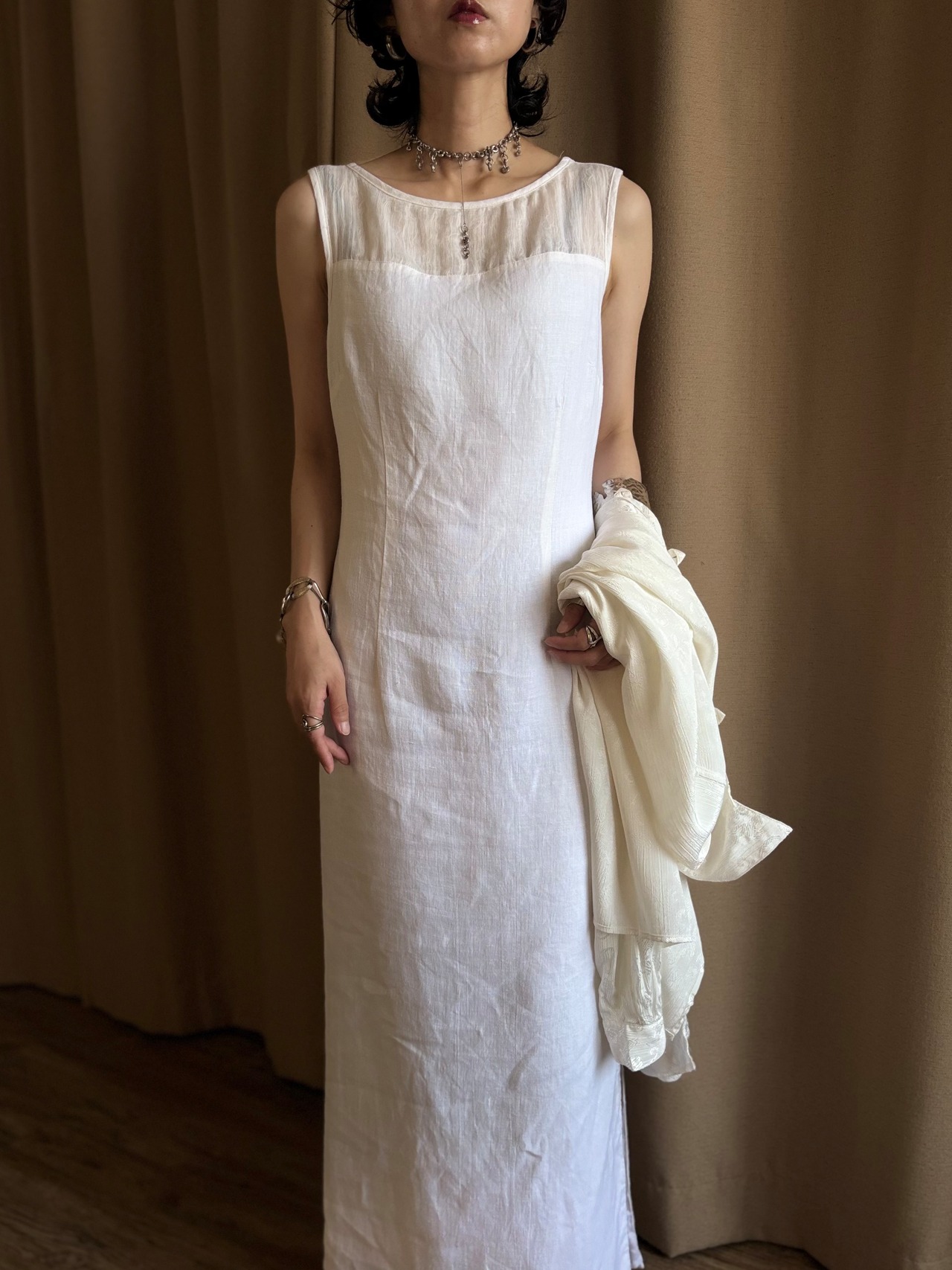 MADE IN U.S.A. white linen dress-5314-7