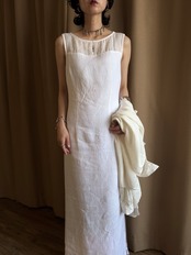 MADE IN U.S.A. white linen dress-5314-7