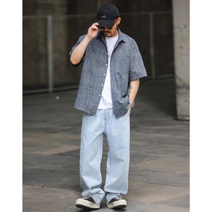 Seersucker check oversized shirt 1475