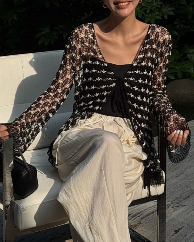 シアーオープンニットカーデ　S25527