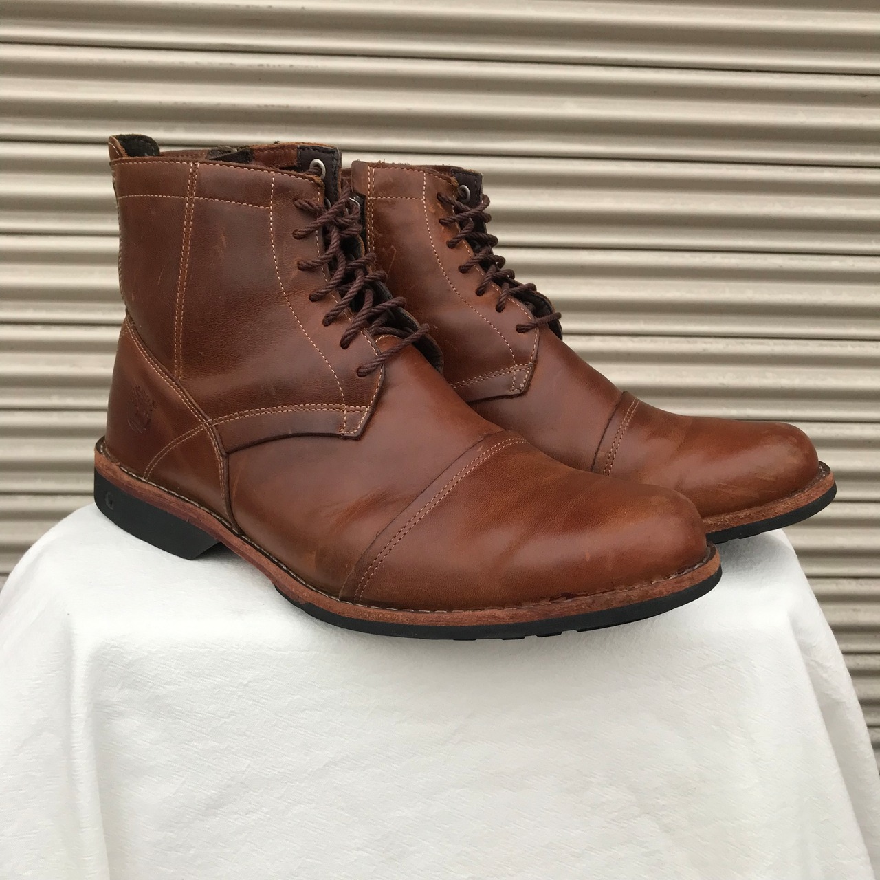 箱付き Timberland ティンバーランド サイドジップ レザーブーツ 