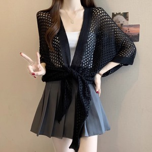 【送料無料】 カーディガン 2色 サマーカーディガン ガウン アウター 羽織り ショート 七分袖 Vネック フレア Aライン リボン メッシュ 透け感 シースルー ホワイト ブラック 大人カラー モノトーン 薄手生地 かわいい 大人可愛い 綺麗 シンプル カジュアル 大人 上品 おしゃれ お洒落 大人女子 こなれ感 コンサバ 定番アイテム 体型カバー 無地 夏 女性 レディース ママ 30代 40代 デート お出かけ 女子会 お呼ばれ お茶会 授業参観 休日 アウトドア 着回し ファッション 垢抜け