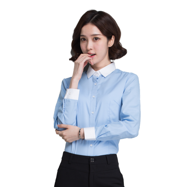 白いシャツの女性の長袖の職業の作業服のスーツは身を修めますv襟の白色のワイシャツの職業は韓国の范の婦人服を詰めます Foryou555