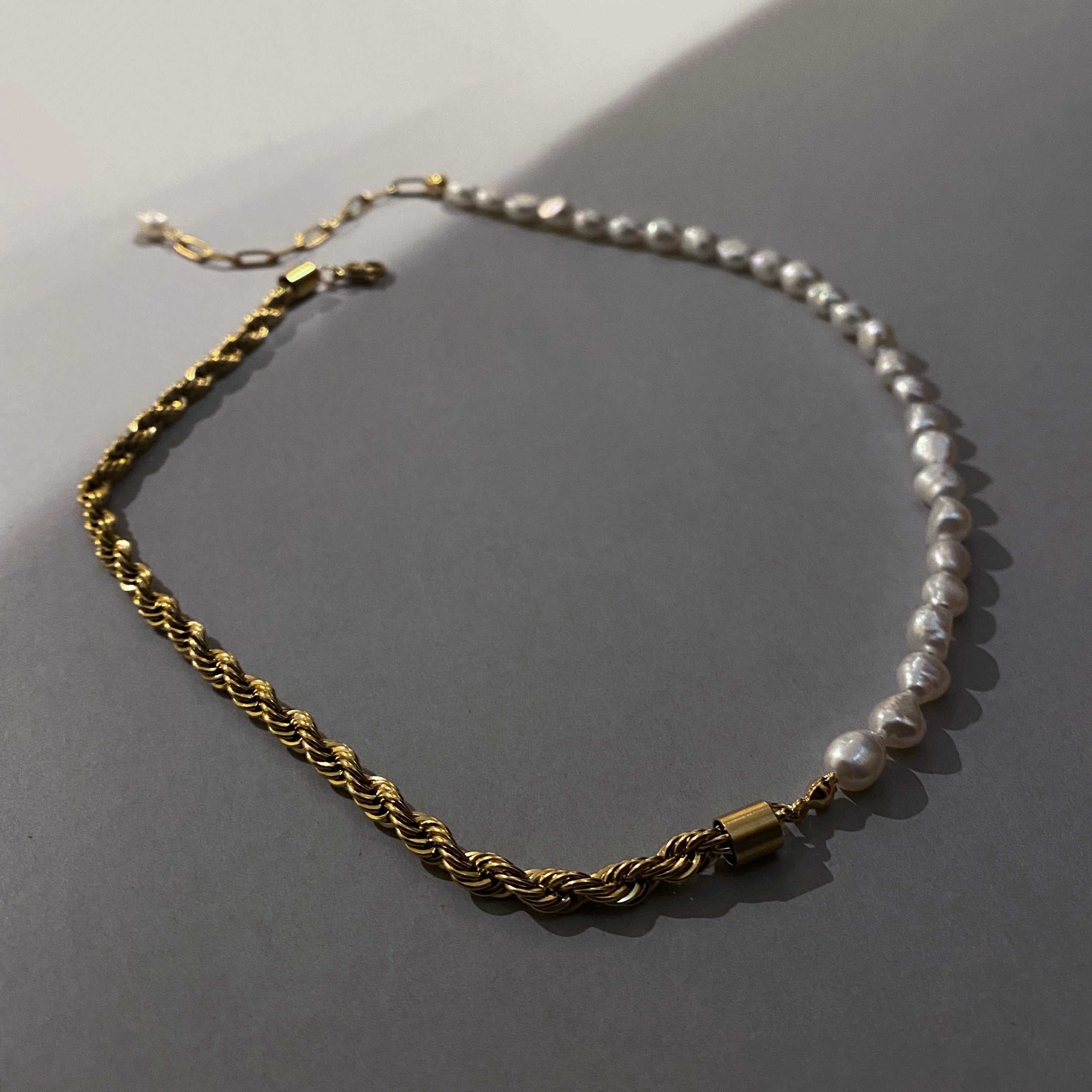 Twist chain pearl necklace【316L】