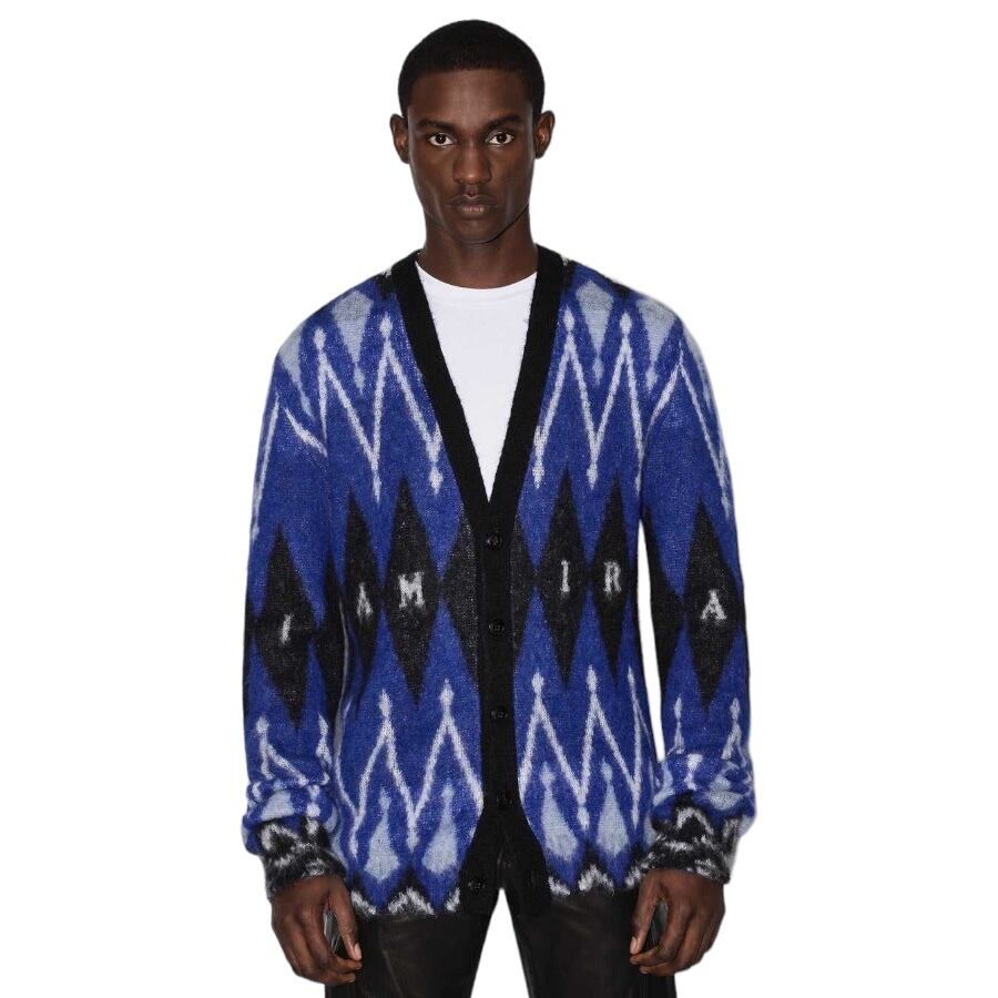 AMIRI】ARGYLE MOHAIR CARDIGAN(BLUE) | AYIN AMIRI】ARGYLE MOHAIR CARDIGAN(BLUE) | AYIN