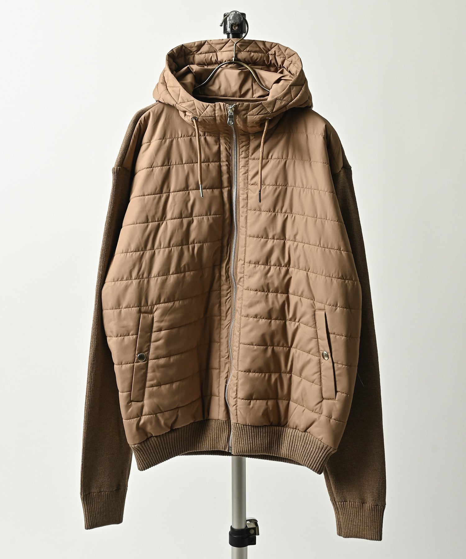 MMMM Knit x Nylon Hooded Puffer Jacket (BEG) 23050M25