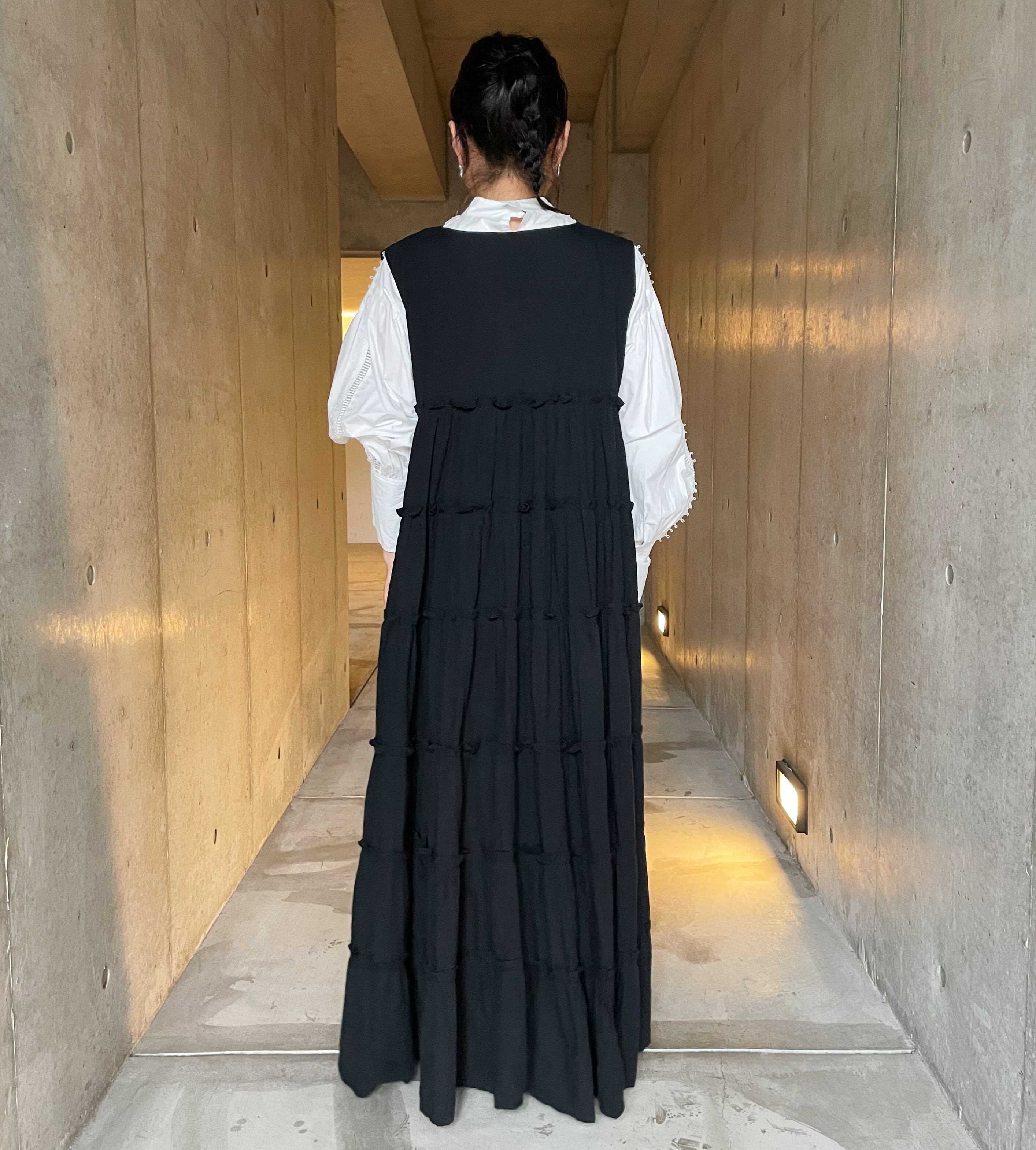 black cotton long dress | tamago store