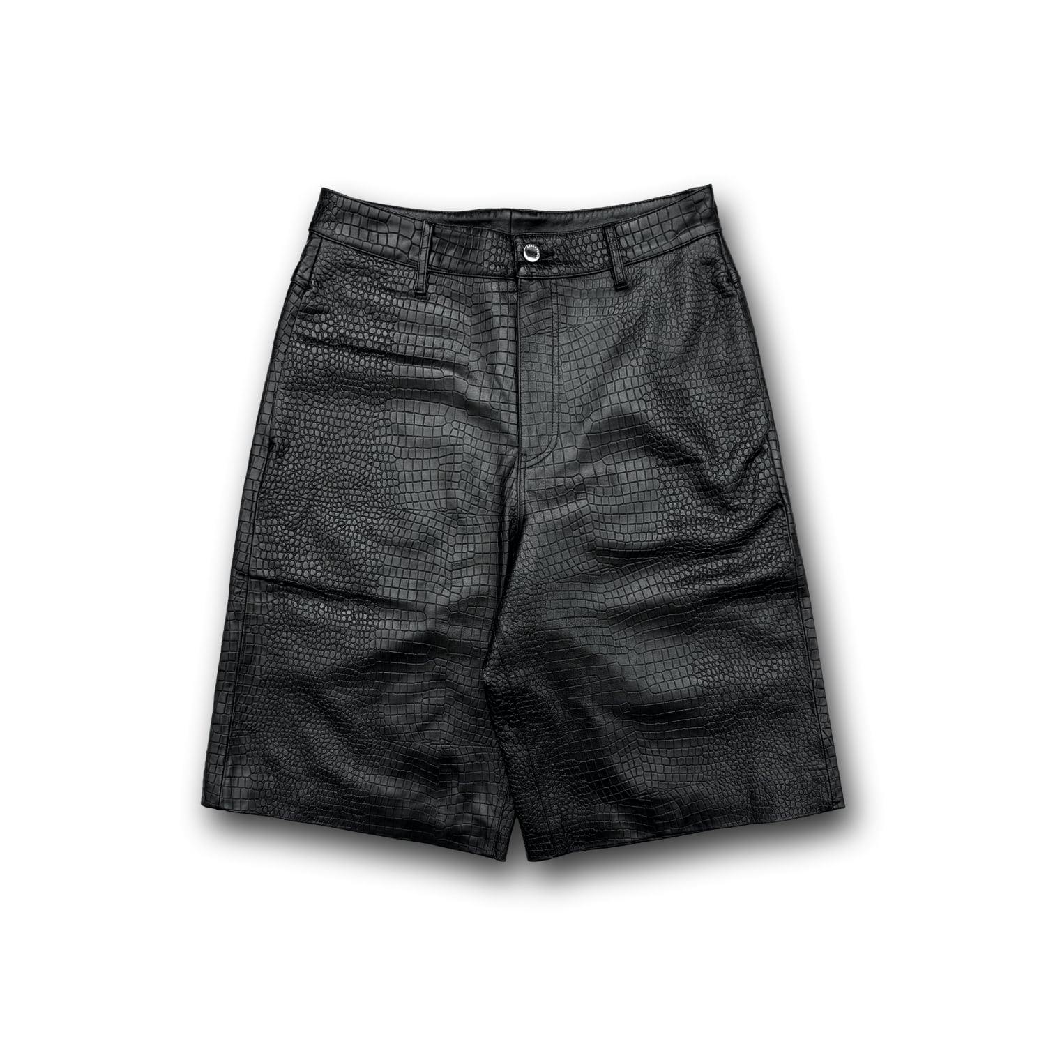 askyurself レザーショーツ ASKYURSELF / CROC LEATHER BAGGY SHORTS | HOLICK