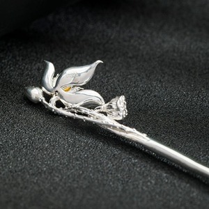 銀製蓮の花簪：日本文化の美と気品を身に纏うK116