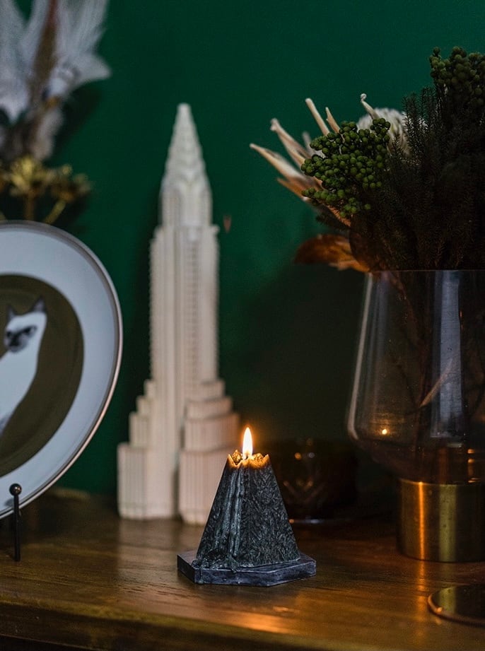 火山モチーフ アロマキャンドル 天然大理石台セット | RINOVE