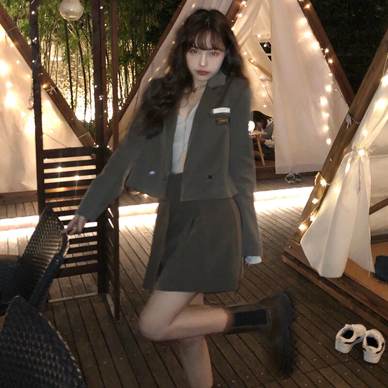 Aラインスカート スプリングスリムソリッド カラージャケット 春物 ソリッドカラー ドラファッションホール86943921813