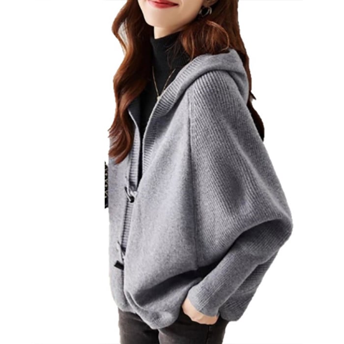 2025新作 フード付き ニット カーディガン トップス ボタン 春 秋 冬