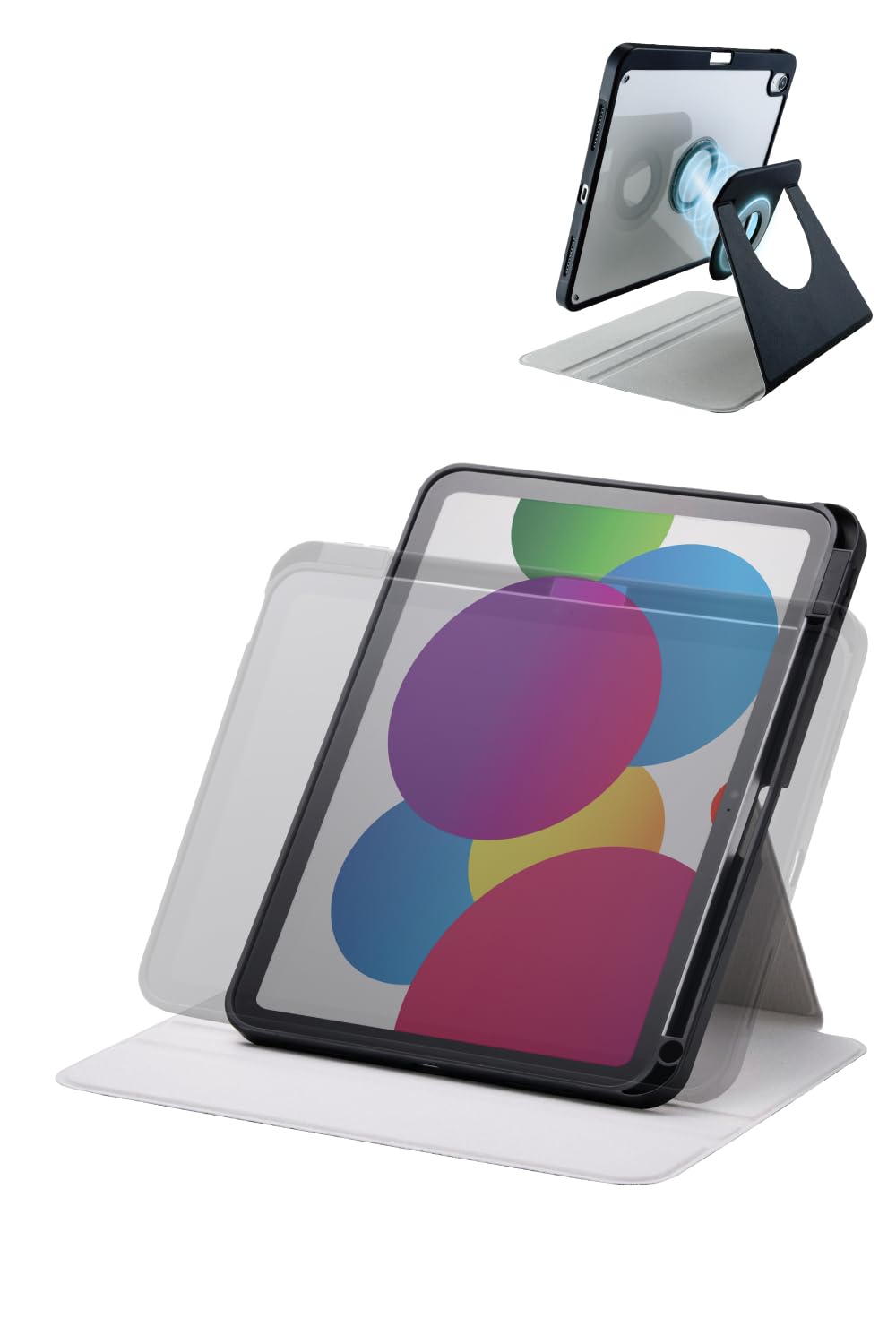 エレコム iPad 11インチ (A16) 2024年モデル iPad 10.9インチ 2022年モデル ケース 360度回転 縦置き 横置き マグネット着脱式 ペン収納 フラップ付き ブラック TBWA25RMG360BK