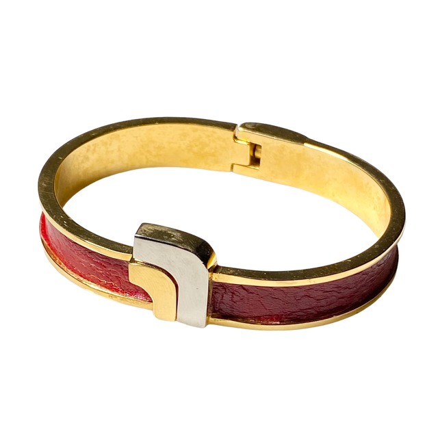 vintage LOEWE metal × leather bangle
