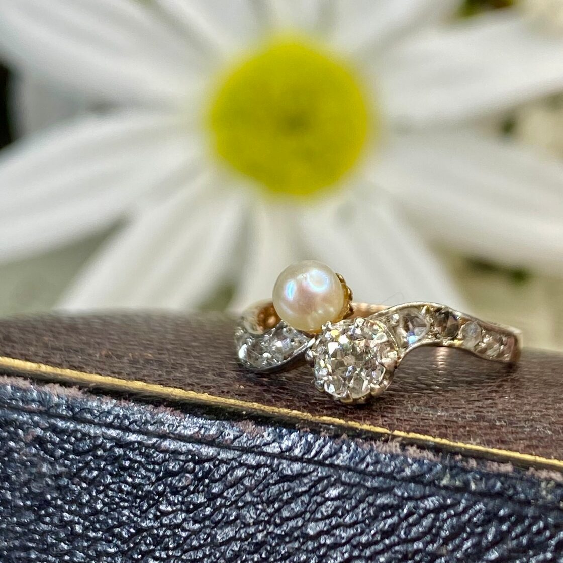 フランス アンティークリング オールドカット ダイヤモンド 0.15ct 