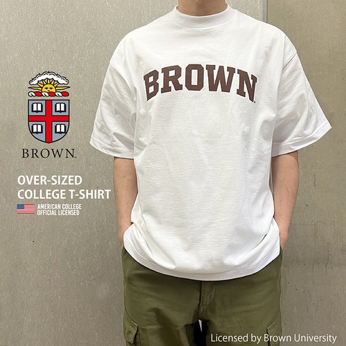 BROWN ブラウン Over-Sized College T-Shirt ビッグシルエット カレッジ Tシャツ 7.1oz ラギットT メンズ レディース カレッジ ロゴ アメカジ スポーツ アイビー リーグ ブランド