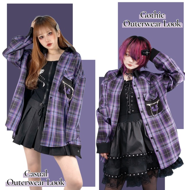 《先着39点限定サンキューセール》PURPLE CHECK SHIRT【CHAIN×POCKET】